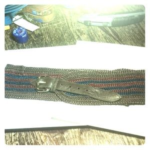 Vintage Leather & Woven Fabric Hip Belt